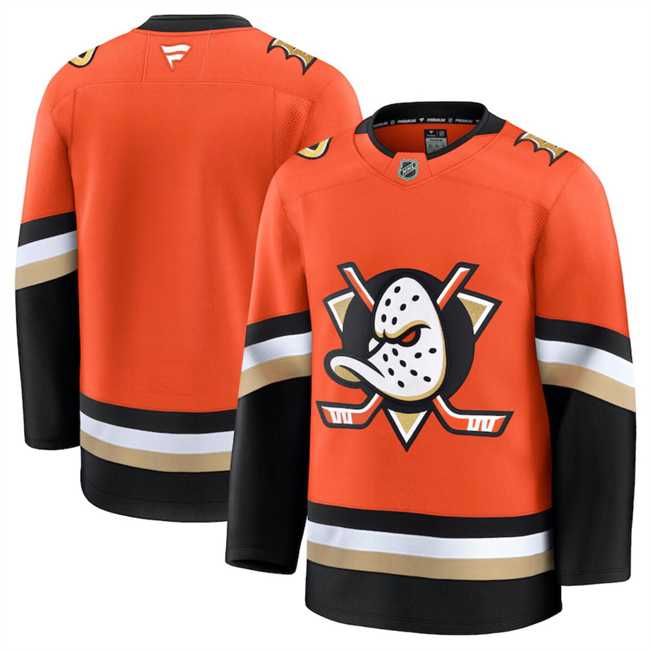 Men%27s Anaheim Ducks Custom Orange 2024-25 Home Stitched Hockey Jersey